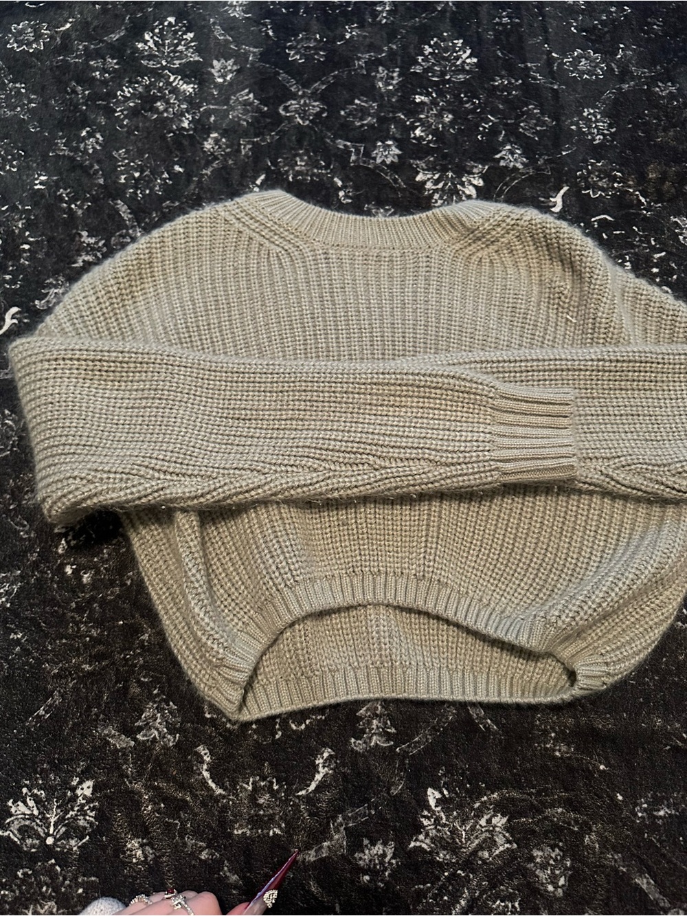 Elodie Neutral gray Crewneck Waffle-Knit Sweater